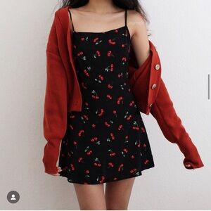 Black Cherry Fruit Print Cami Mini Dress
